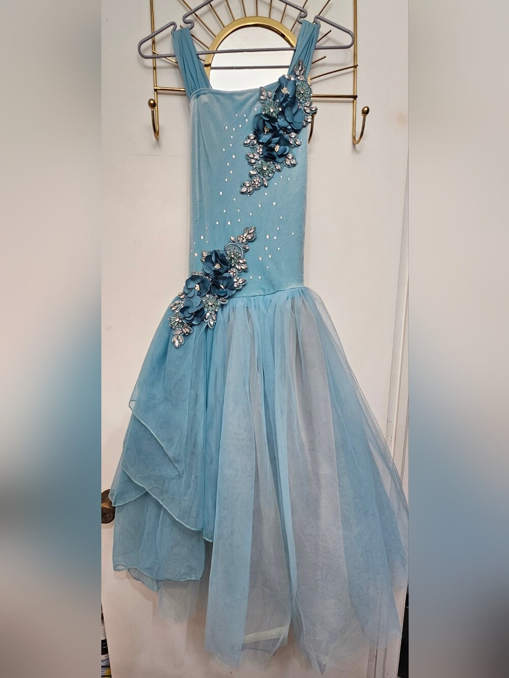 Weissman Dance Costume Girls Light Blue Floral Tulle Ballet Dress